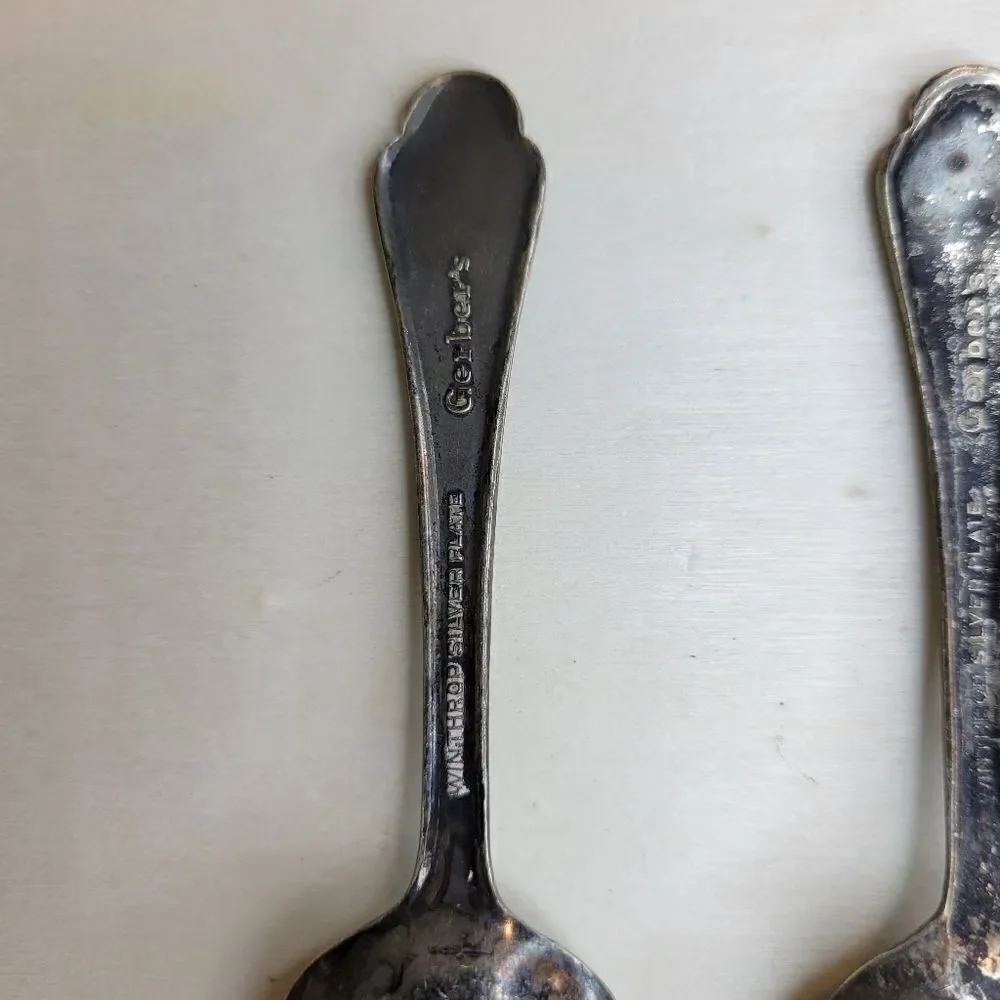 Gerber Winthrop Silver Plate Baby Spoons Lot of 2 Antique Silverware